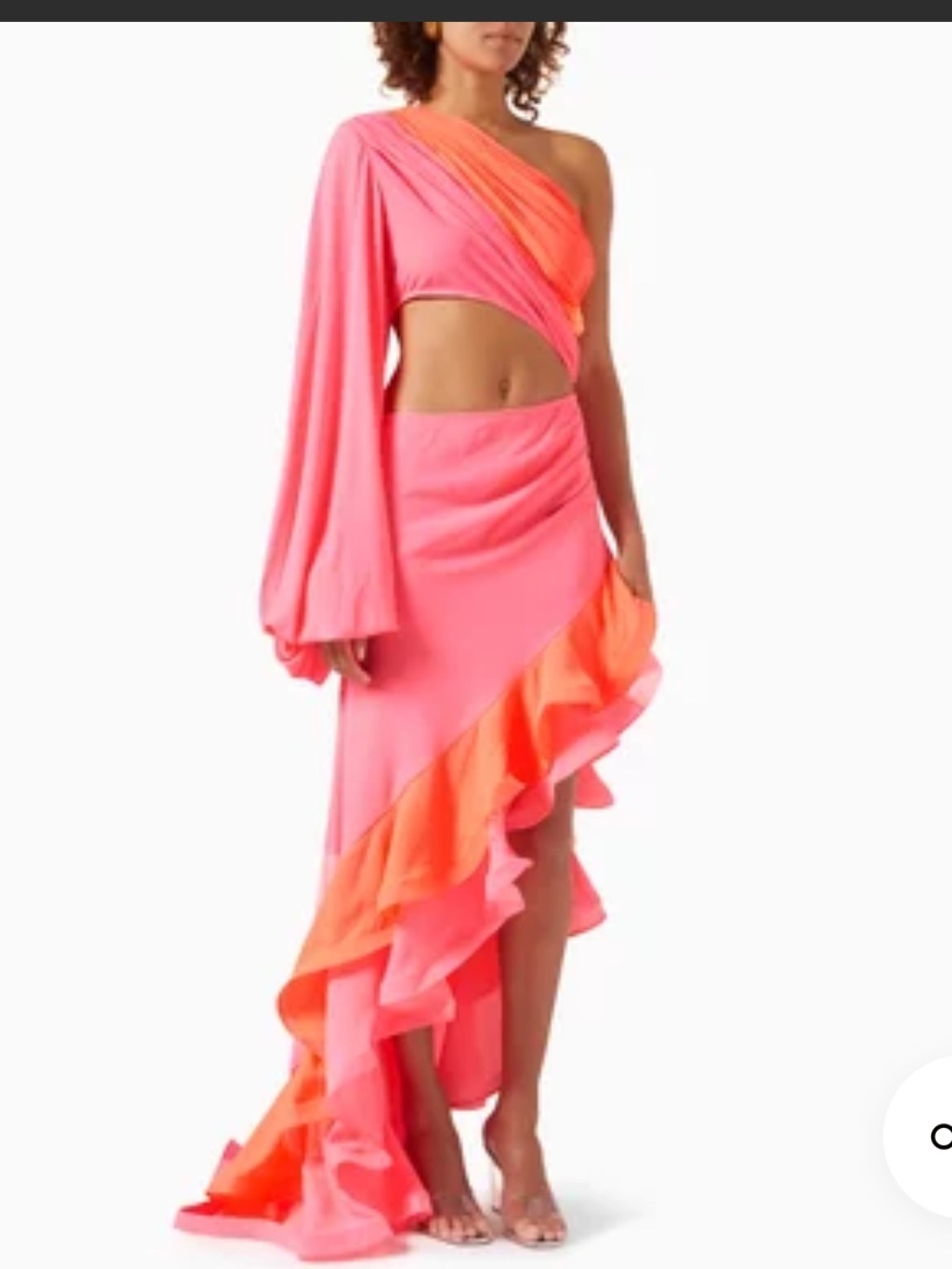 NWT Bronx and Banco HANNA Colorblock Asymmetrical Ruffle Hem Sample Gown Small